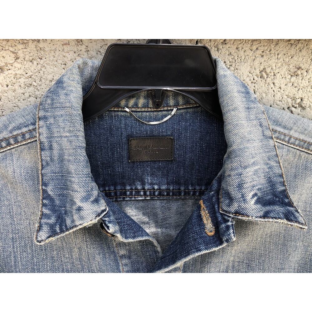 Saint Laurent Paris Sweet Dreams Shark Embroidered Denim Jacket Blue Sz S - Picture 4 of 9